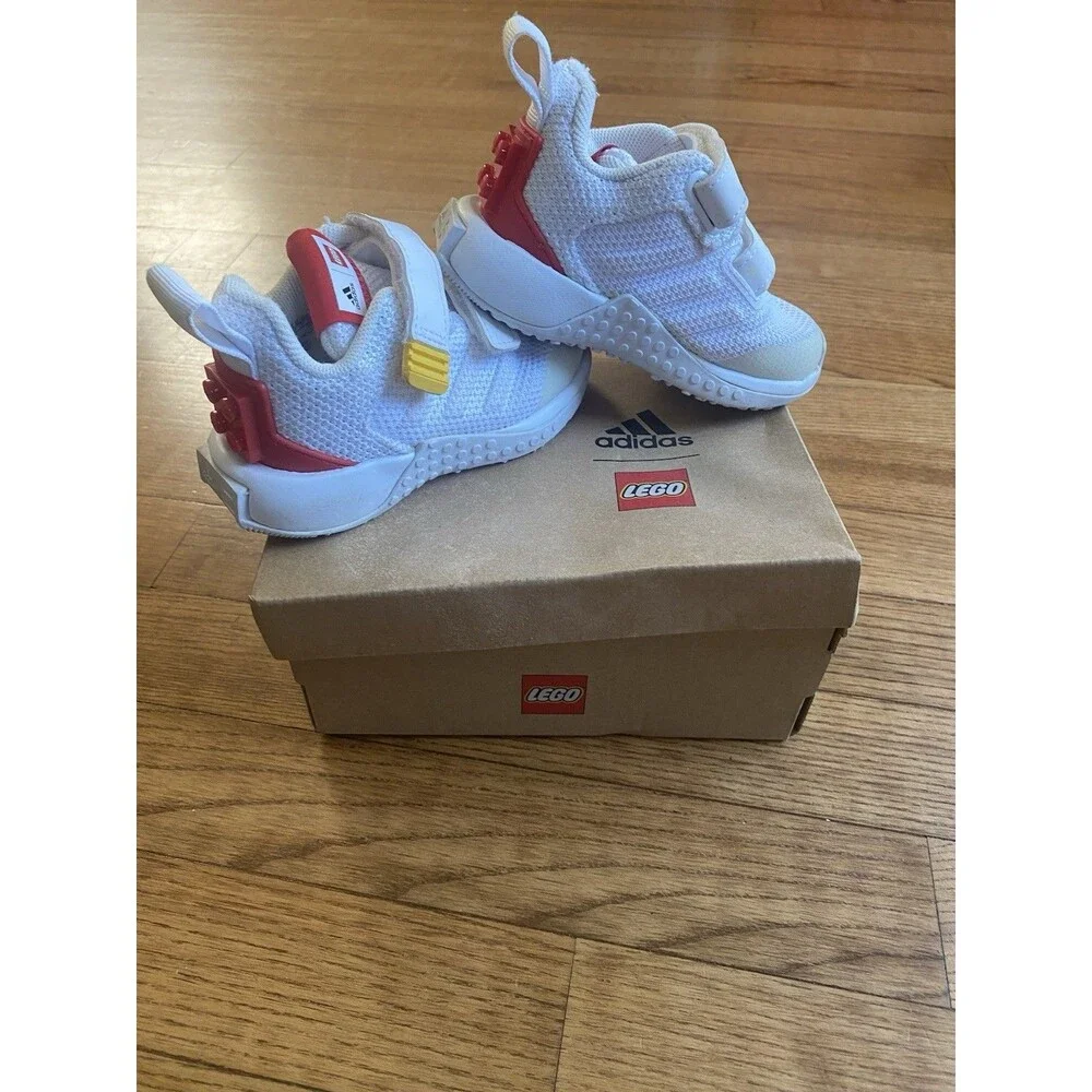 Adidas Lego Kids' Red White Size 5.5K Toddler Baby Sneakers With Box Rare GUC!